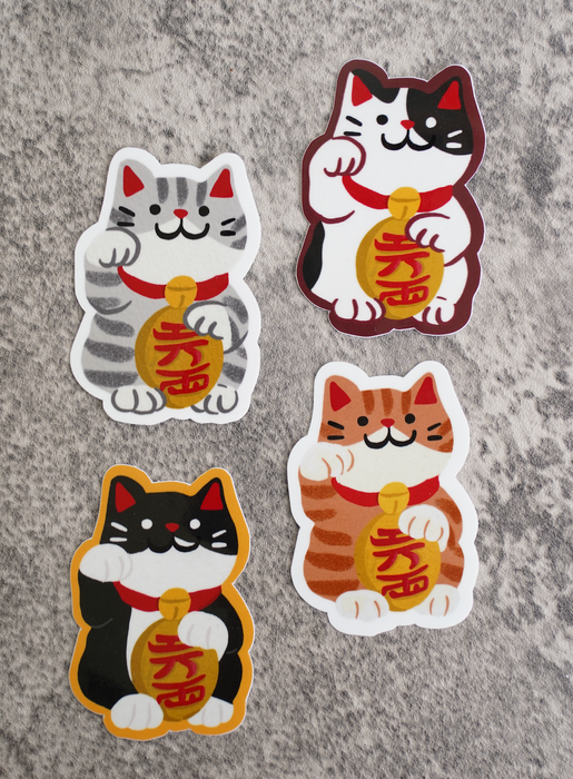 Maneki Neko Lucky Cat Sticker (Waterproof)