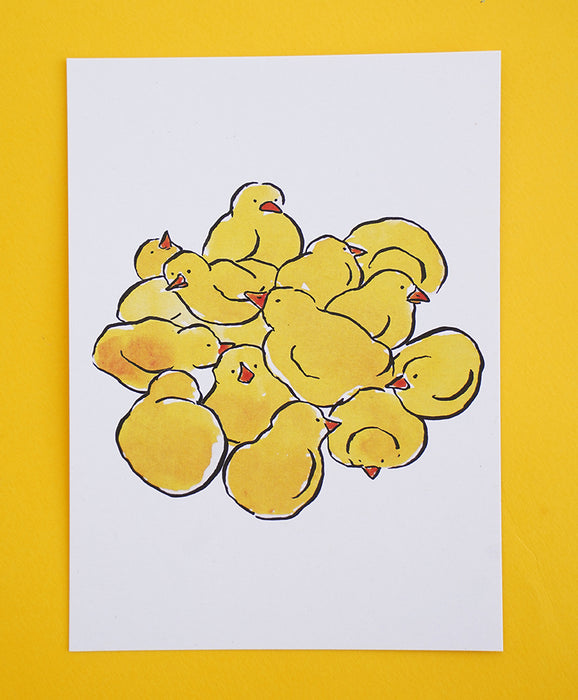 Yellow Chicks Postcard