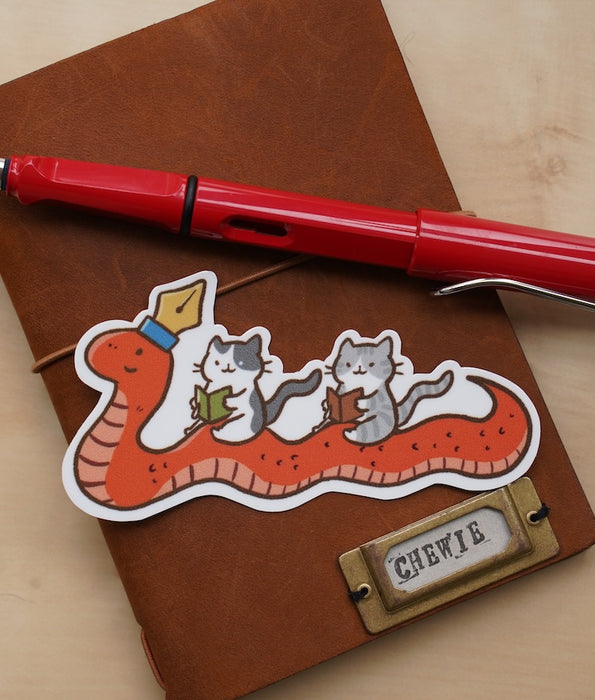 Stickerrific | Snake & Journaling Cats Sticker (Waterproof)