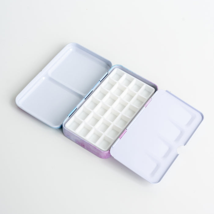 Enamel Metal Box for Watercolour with 24 Grids // Pastel Galaxy (V2)