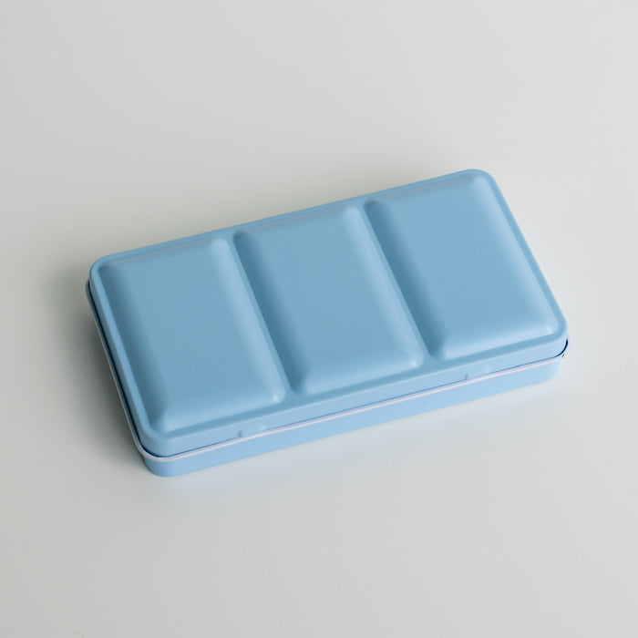 Enamel Metal Box for Watercolour with 24 Half Pans // Sea Salt Blue