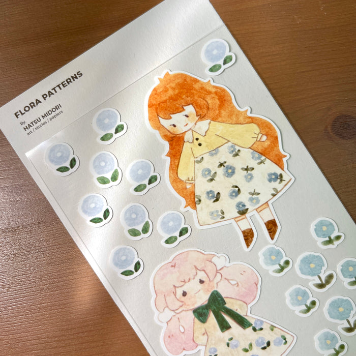 Hatsu Midori Sticker Sheet // Flora Pattern