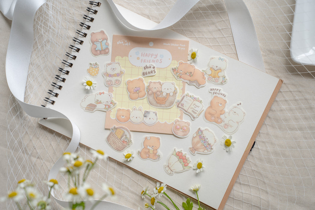 Qiara Sticker Pack // Happy Friends (Washi)
