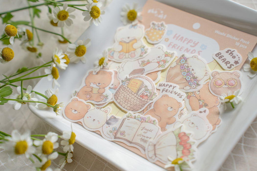 Qiara Sticker Pack // Happy Friends (Washi)