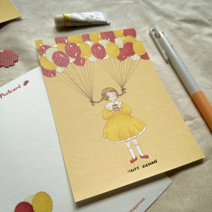 Qiara Postcard // Happy Birthday (Gold Foil)