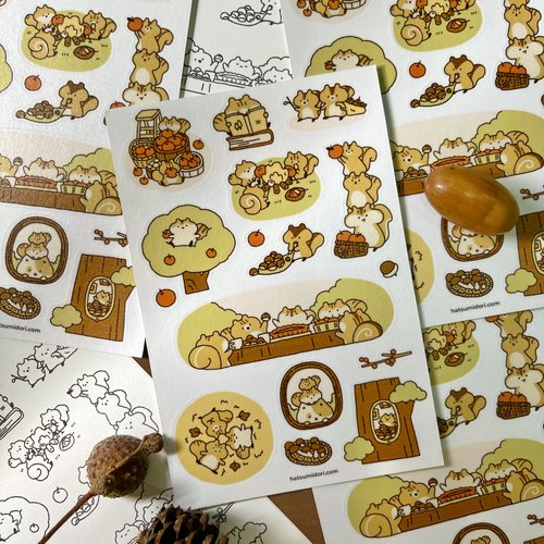 Hatsu Midori Sticker Sheet // Squirrel Family