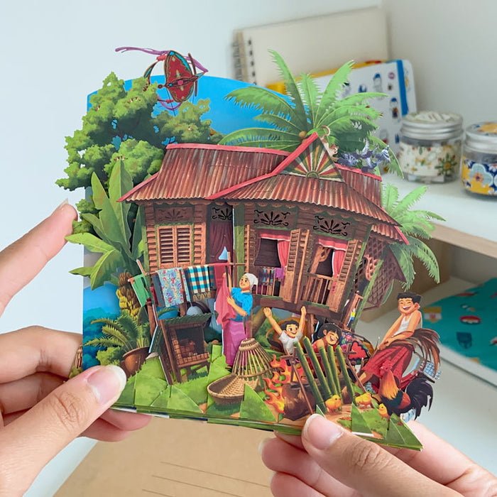 360° 3D Pop Up Card: Rustic Kampung Charm