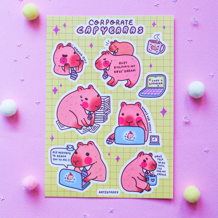 Artsy Jadey Sticker Sheet // Corporate Capybara