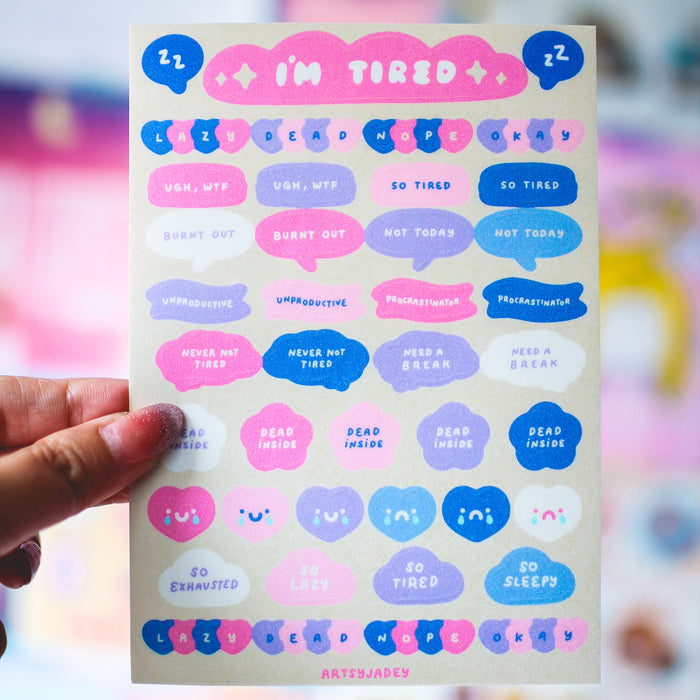 Artsy Jadey Sticker Sheet // I'm Tired