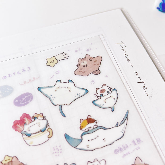 魚餅一隻熊 UBEE Transfer Sticker // Stingray and Cat