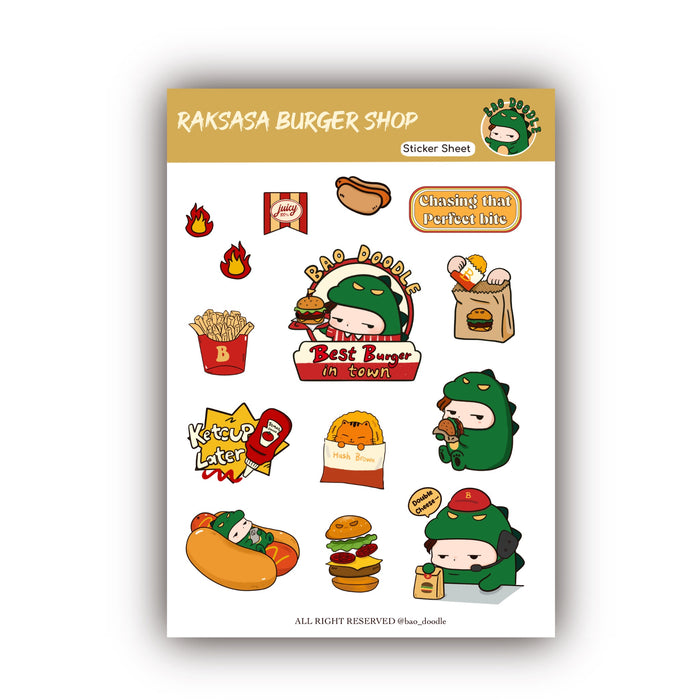 Bao Doodle Sticker Sheet // Raksasa Burger Shop