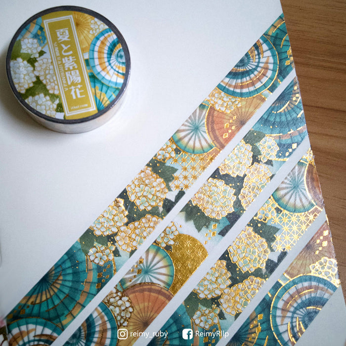 Reimy Washi Tape // Summer & Hydrangea (Gold Foil)