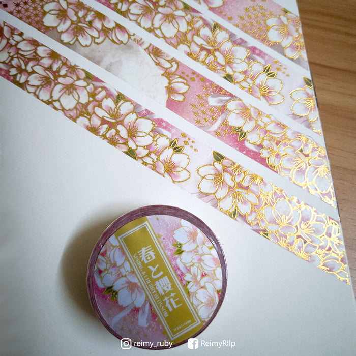 Reimy Washi Tape // Spring & Cherry Blossom (Gold Foil)