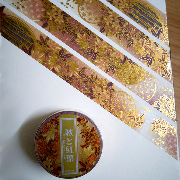 Reimy Washi Tape // Autumn & Fall Leaf (Gold Foil)