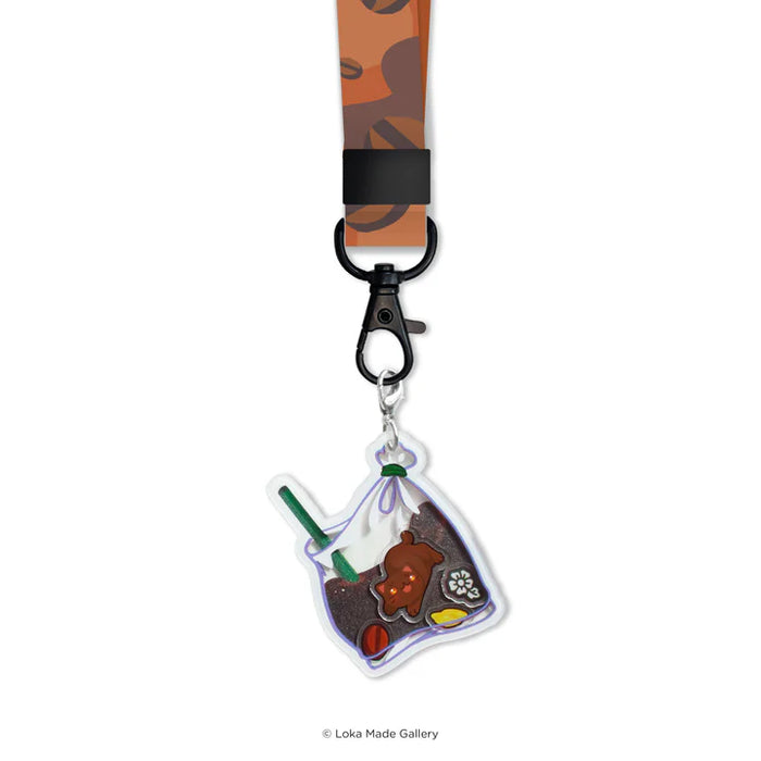 Loka Made Ikat Tepi Lanyard with Shaker: Kopi Cats