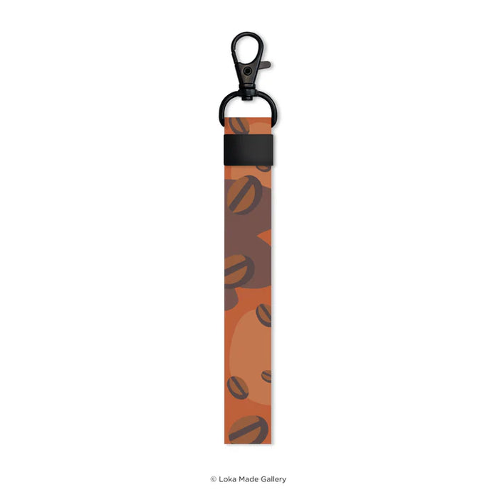 Loka Made Ikat Tepi Lanyard with Shaker: Kopi Cats