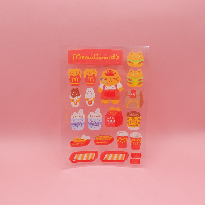 secondfloor.neko Transparent Sticker Sheet // Meowdonalds