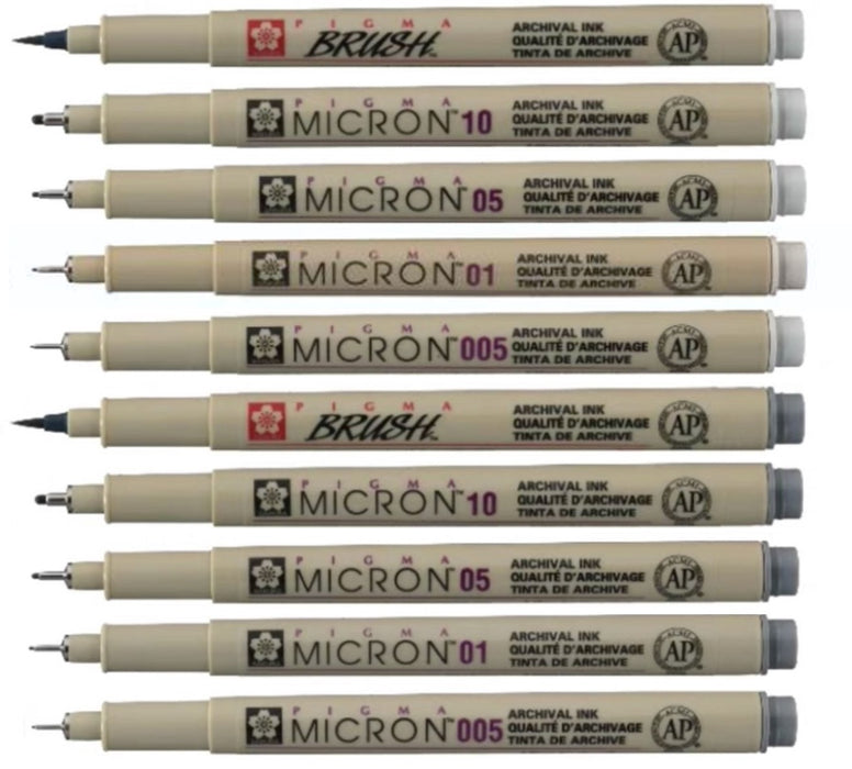 SAKURA Pigma Micron Fineliner Pen // Grey (5 Sizes)