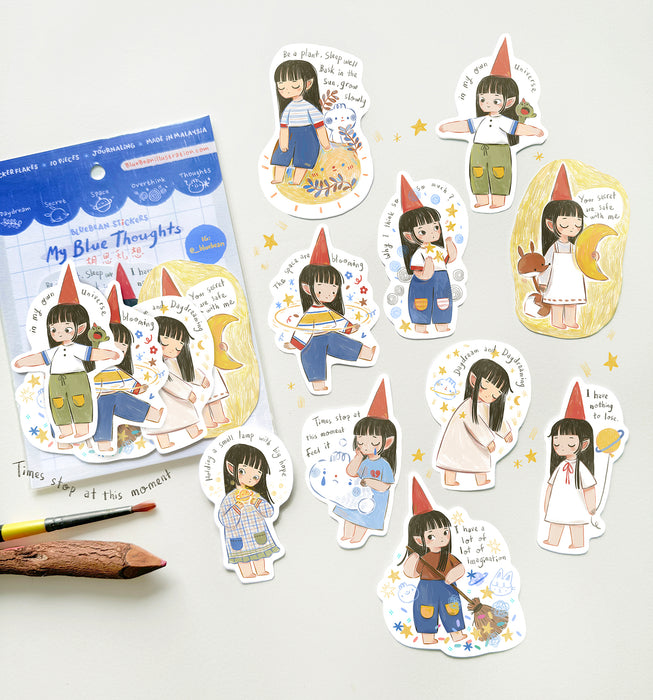 BlueBean 蓝豆 Sticker Pack // My Blue Thoughts