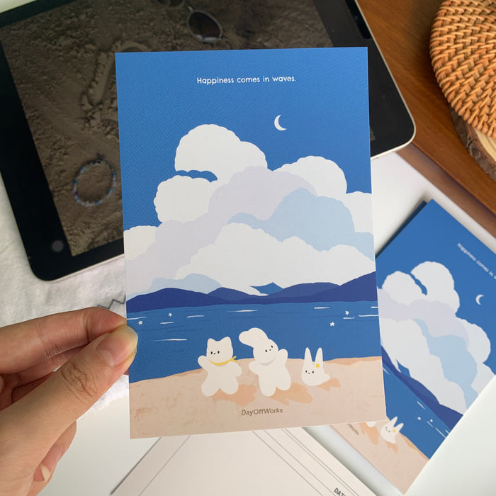 Day Off Works Postcard // Happiness Comes In Waves