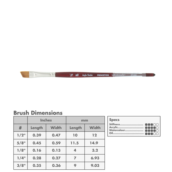 Princeton 3950 Velvetouch Synthetic Sable Brush // Angle Shader