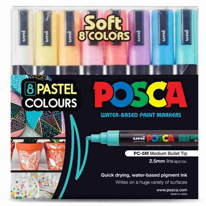 POSCA PC-1M Water Based Permanent Marker Paint Pens. Extra Fine Tip for Art  & Crafts. Multi Surface Use On Wood Metal Paper Canvas Cardboard Glass  Fabric Ceramic Rock Stone Pebble Porcelain. Set