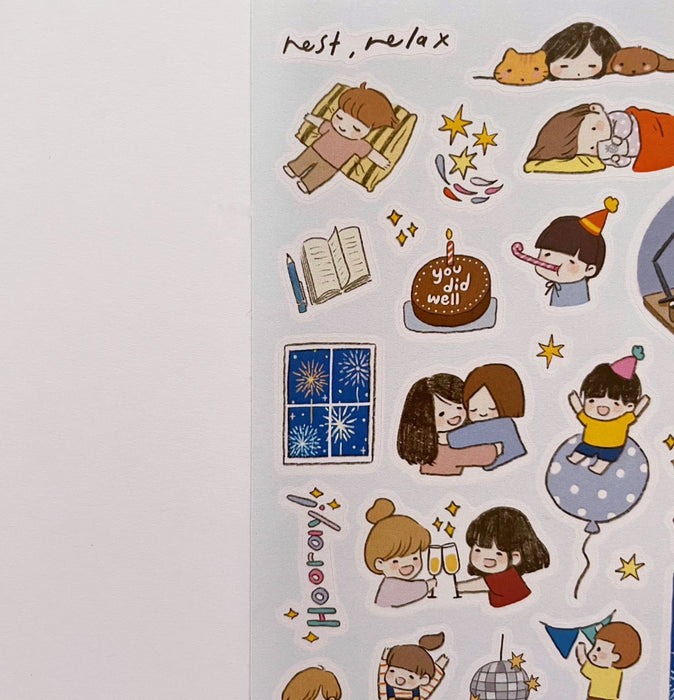 msbulat Sticker Sheet // Rest, Relax and Celebrate