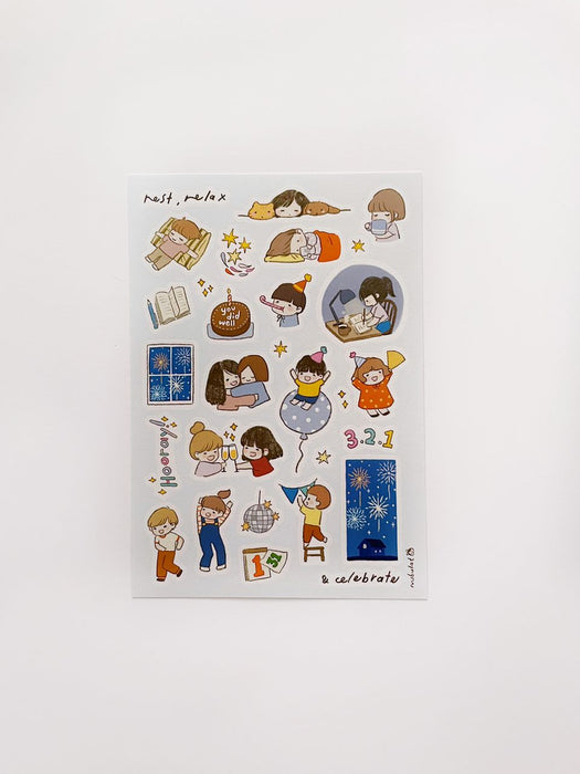 msbulat Sticker Sheet // Rest, Relax and Celebrate