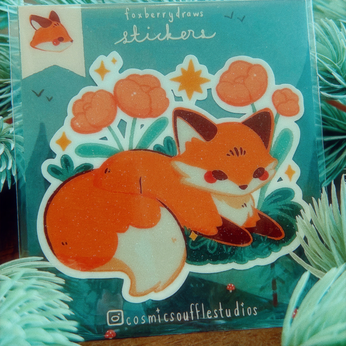 Cosmic Souffle Sticker Flake // Fox Resting by foxberrydraws