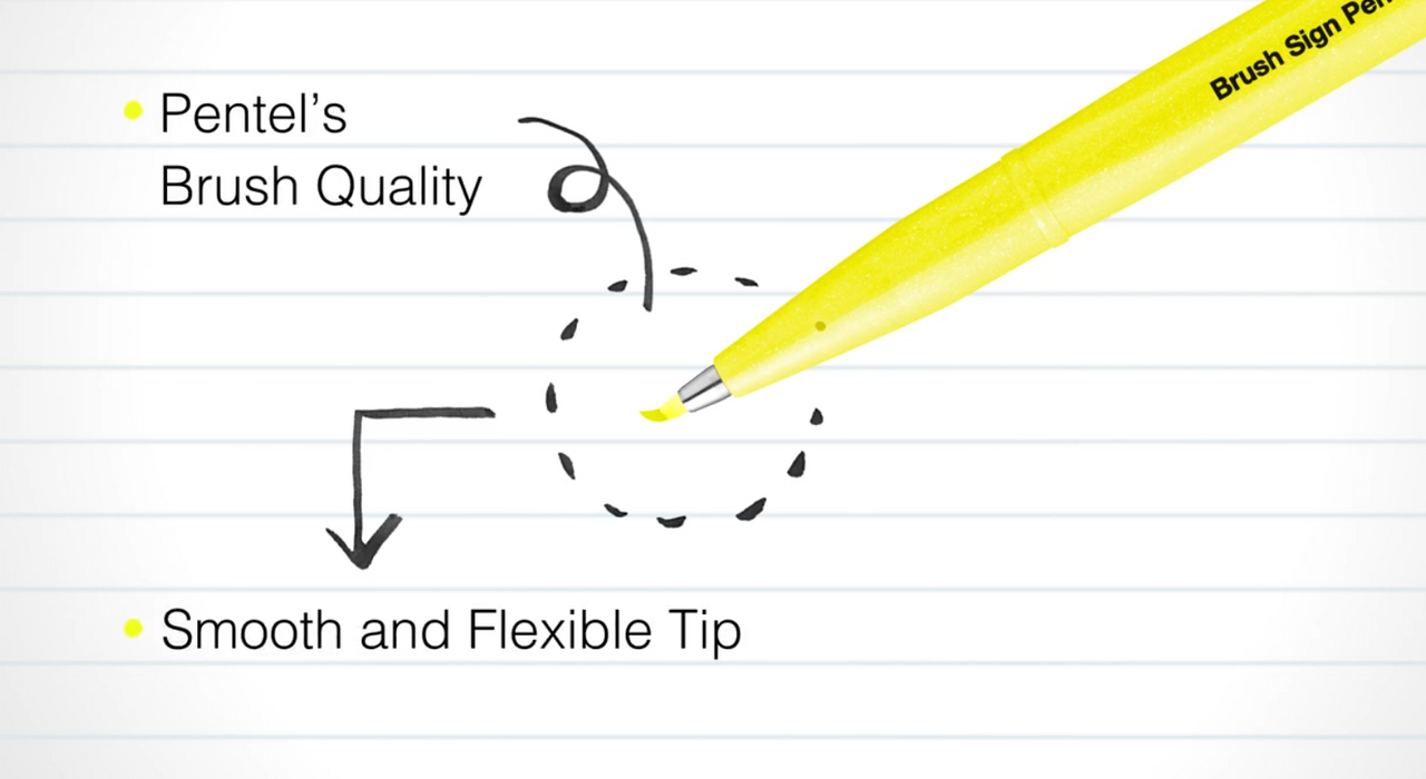 Pentel Fude Fluorescent Touch Brush Sign Pen