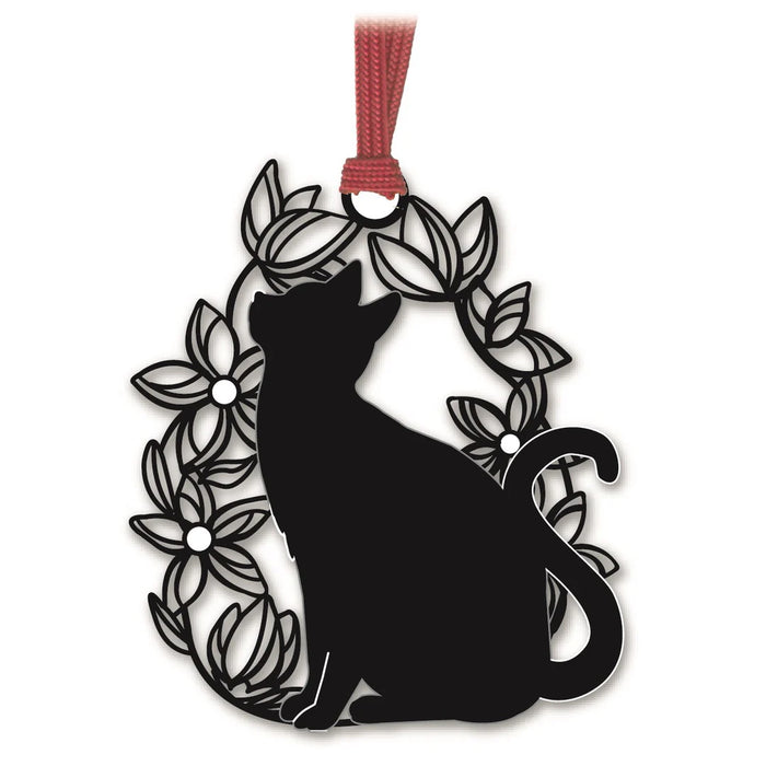 Cat and Flower Metal Bookmark