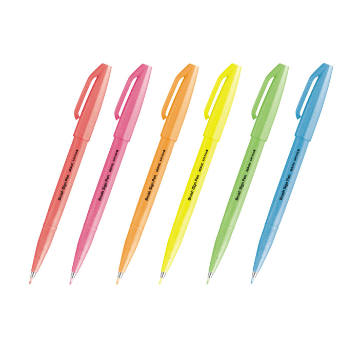 Pentel Fude Fluorescent Touch Brush Sign Pen