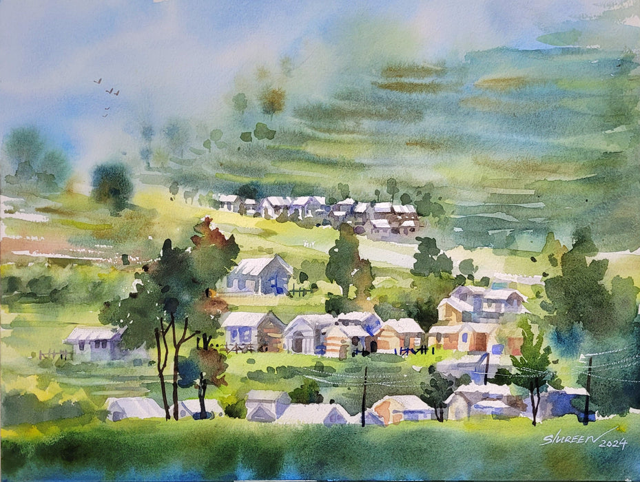 Shireen Lee Postcard // Village Along The Hillside