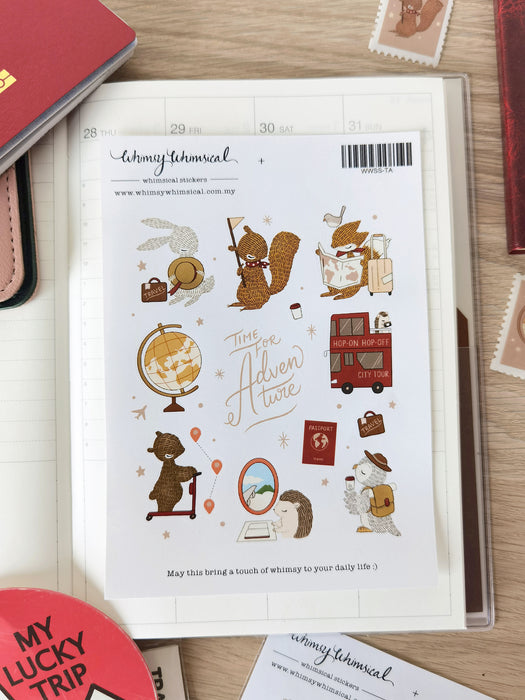 Whimsy Whimsical Sticker Sheet - Travel for Adventure