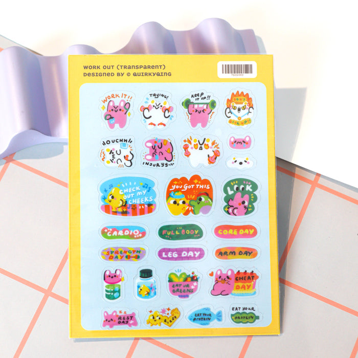 Quirkyqing by yiqing gan Sticker Sheet // Work Out