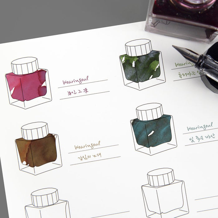 Wearingeul Color Swatch Sheet // 10 Ink Bottles