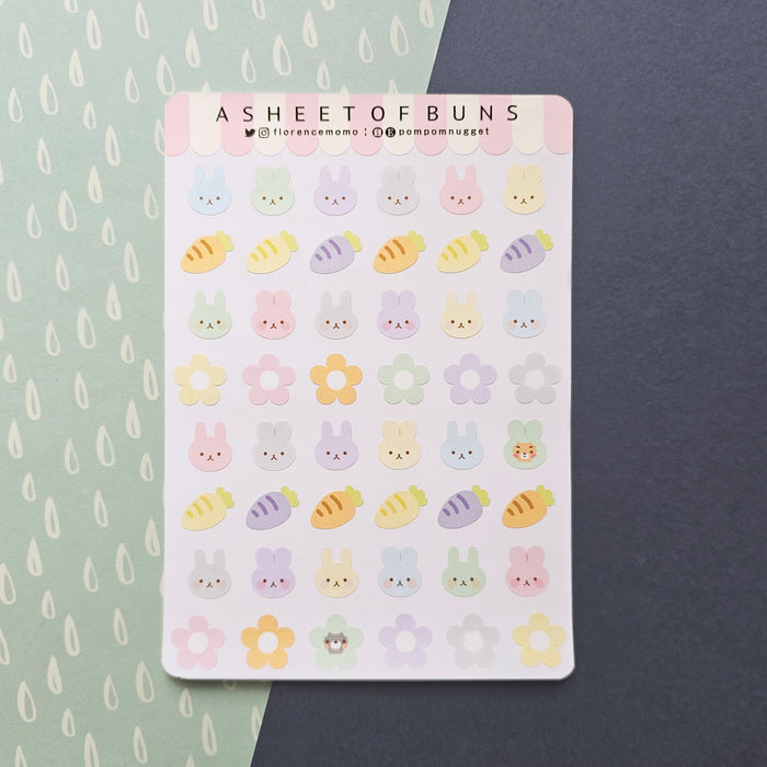 Florence Momo Sticker Sheet // A Sheet of Buns