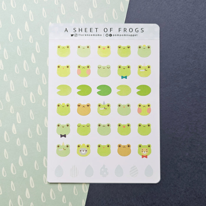 Florence Momo Sticker Sheet // A Sheet of Frogs