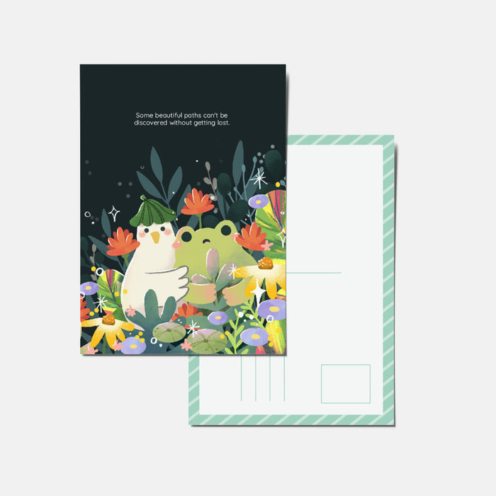 Panda Yoong Postcard // Frog & Ducky Lost in Flower Field