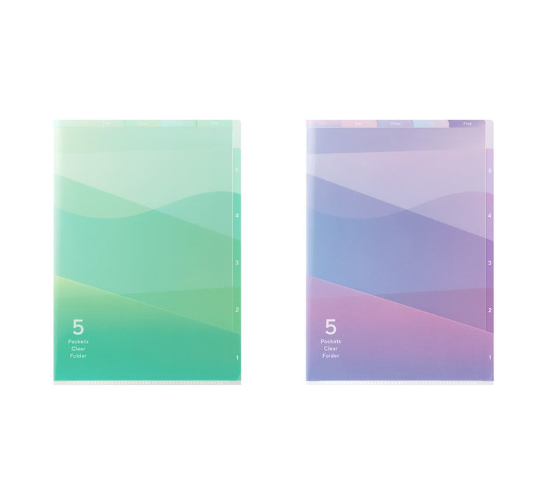 MIDORI 5 Pocket A4 Clear Folder / Gradation Pattern