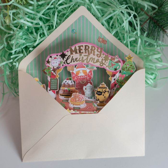 Cosmic Souffle 3D Pop-up Card // Christmas Cats