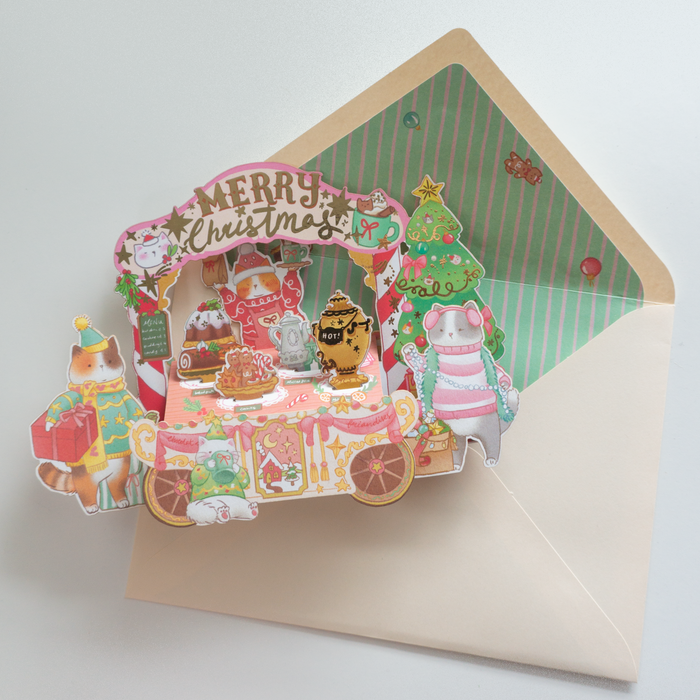 Cosmic Souffle 3D Pop-up Card // Christmas Cats