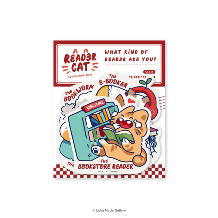 Loka Made Sticker: Reader Cat