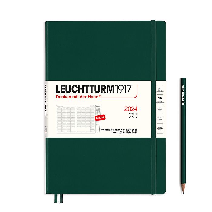 2024 Leuchtturm1917 B5 Monthly Planner and Notebook // Forest Green