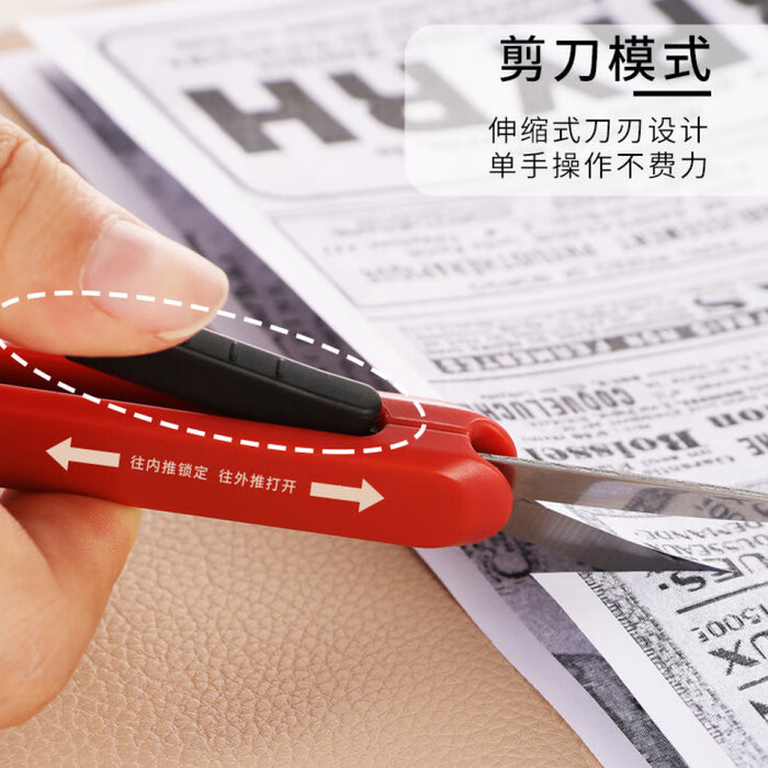 KOKUYO 2-In-1 Compact Scissors with Portable Foldable Cutter