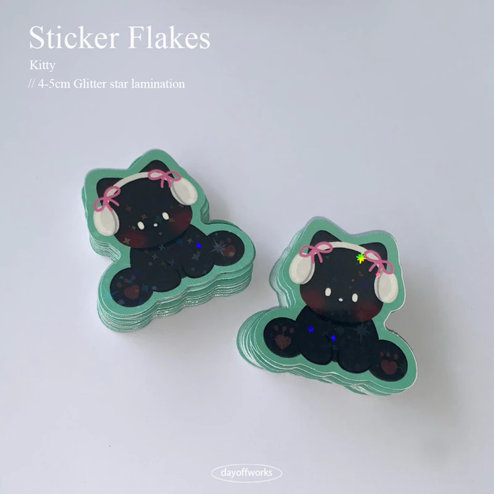 Day Off Works Sticker Flake // Bunny and Cat