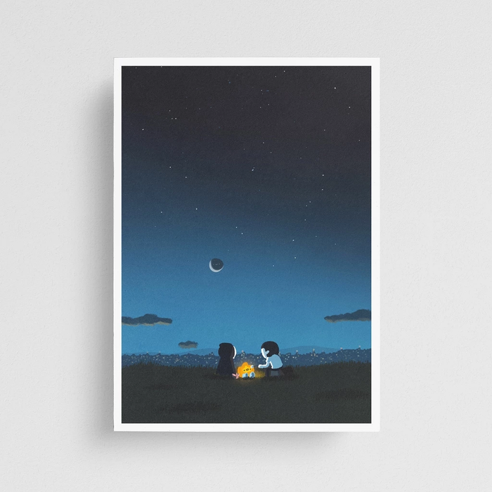 Nothingwejun Art Print // Midnight Camp Fire