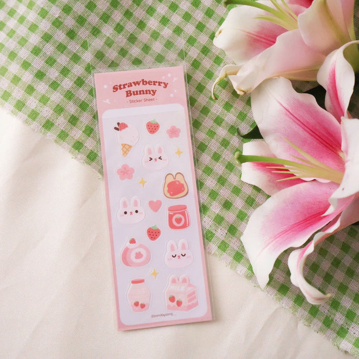 Panda Yoong Sticker Sheet // Strawberry Bunny