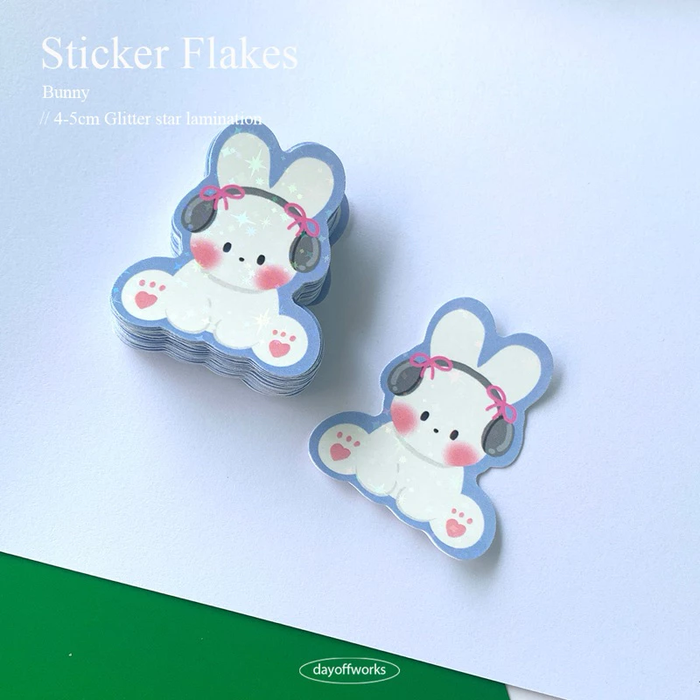 Day Off Works Sticker Flake // Bunny and Cat