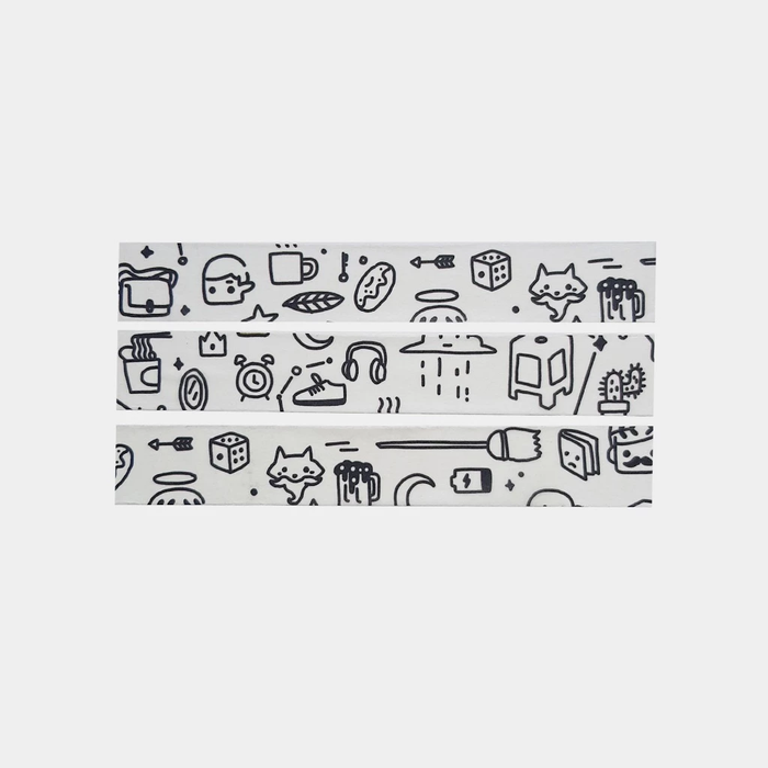 Nothingwejun Washi Tape // White Doodle